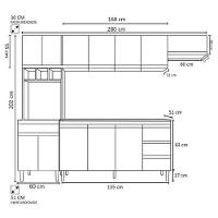 Cozinha Modulada 2,80m Andréia 12 Portas 4 Gavetas Com Balcão Amêndoa/Preto - 4