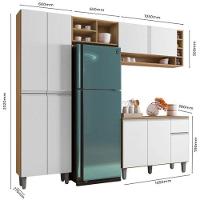 Cozinha Modulada 2,30m Compacta Vanessa Com Balcão Branco Amêndoa/Branco - 2