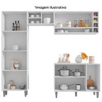 Cozinha Modulada 2,30m Compacta Vanessa Com Balcão Branco Amêndoa/Branco