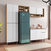 Cozinha Modulada 2,30m Compacta Vanessa Com Balcão Branco Amêndoa/Branco - 8