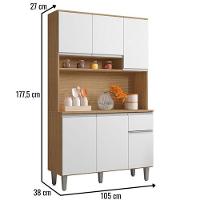 Kit De Cozinha Marcia 105cm Compacta 6 Portas Amêndoa/Branco - 3