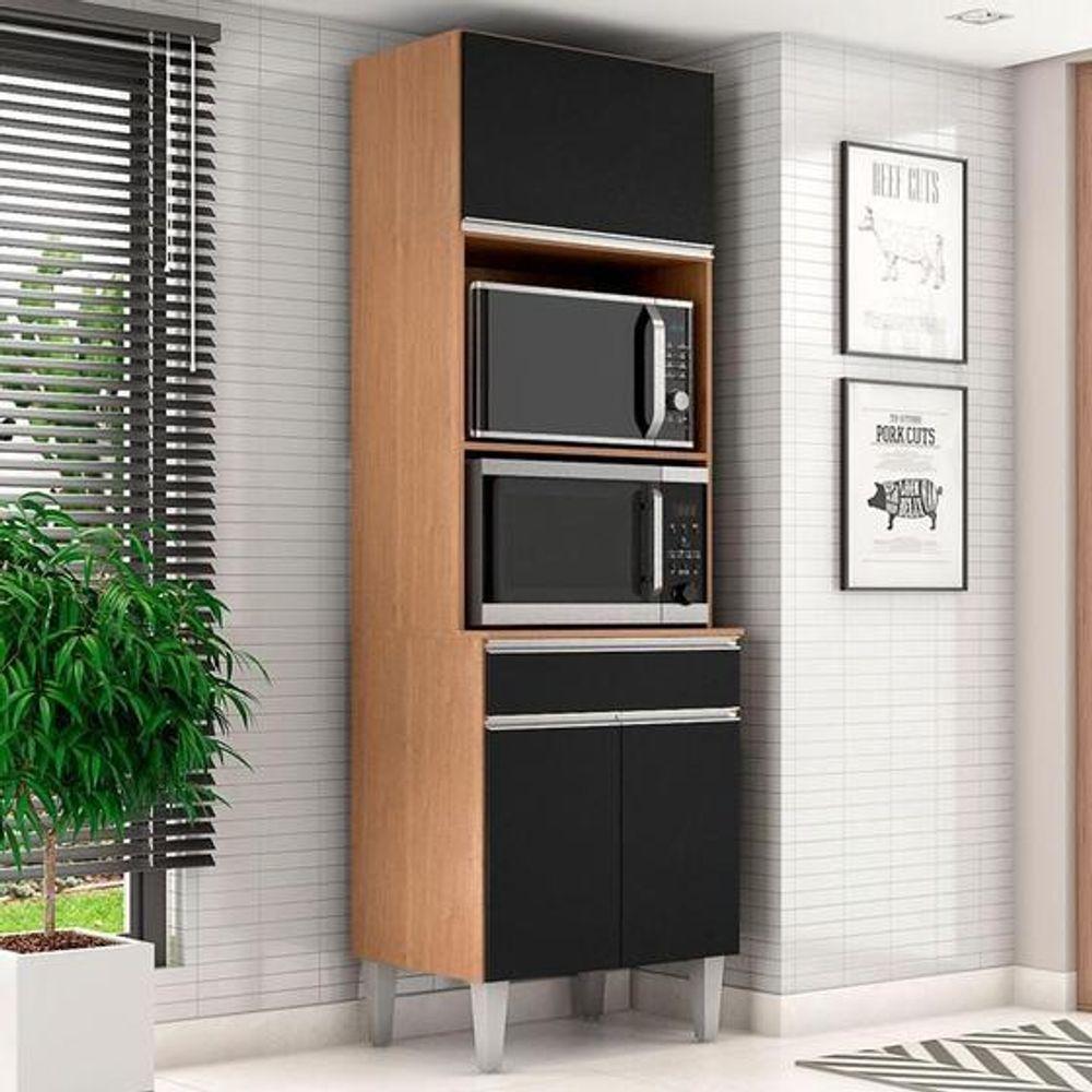 Paneleiro Torre Quente Andréia Para 2 Fornos Amêndoa-Preto - 2