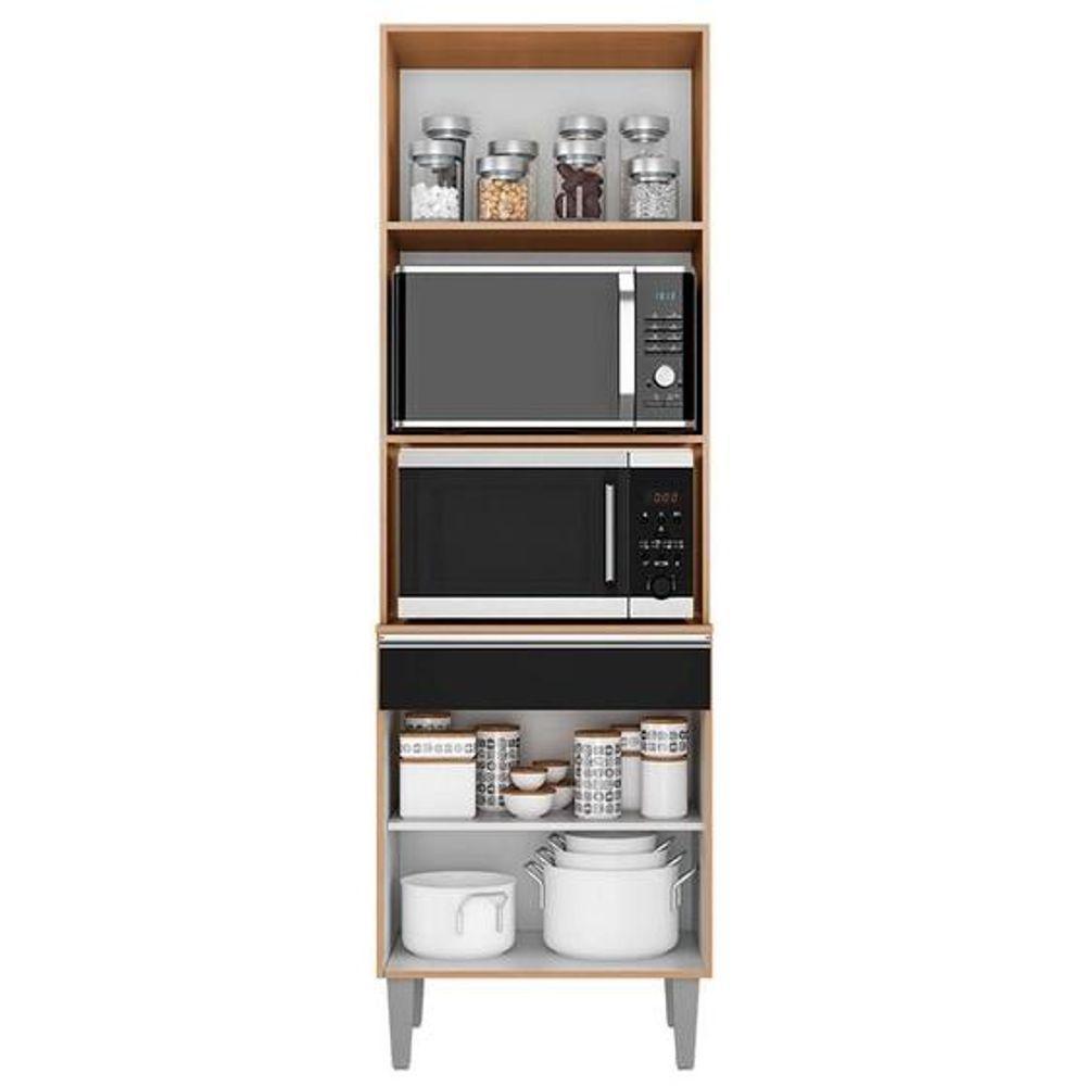 Paneleiro Torre Quente Andréia Para 2 Fornos Amêndoa-Preto - 4