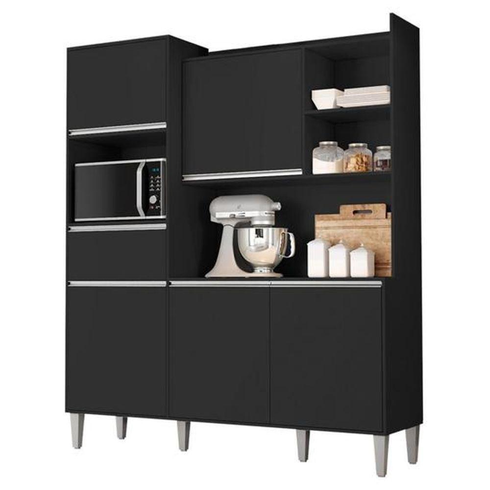 Kit De Cozinha Compacta 160cm Isabel Com 5 Portas Preto - 1