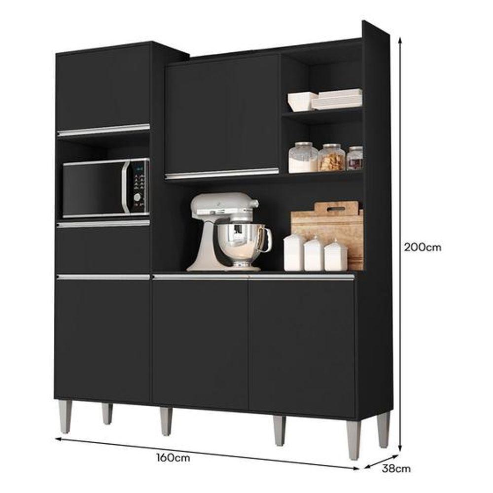 Kit De Cozinha Compacta 160cm Isabel Com 5 Portas Preto - 4