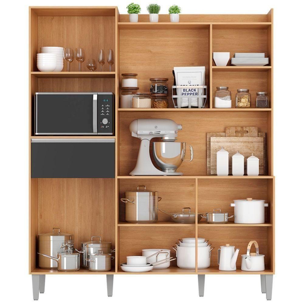 Kit De Cozinha Compacta 160cm Isabel Com 5 Portas Amêndoa/Preto - 5