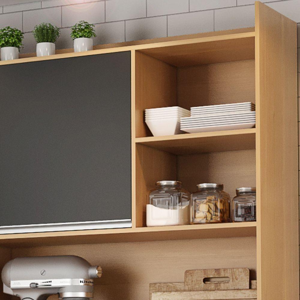 Kit De Cozinha Compacta 160cm Isabel Com 5 Portas Amêndoa/Preto - 6