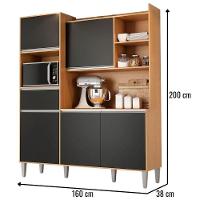 Kit De Cozinha Compacta 160cm Isabel Com 5 Portas Amêndoa/Preto - 7