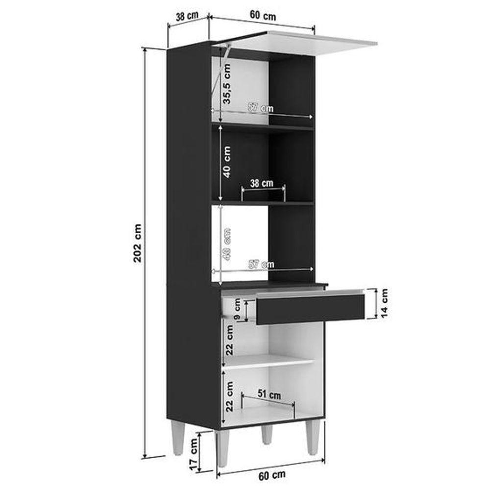 Paneleiro Torre Quente Andréia Para 2 Fornos Preto - 3