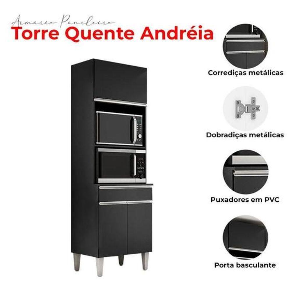 Paneleiro Torre Quente Andréia Para 2 Fornos Preto - 5