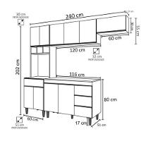 Cozinha Modulada Andréia 2,40m 10 Portas 4 Gavetas E Balcão Com Tampo Amêndoa/Preto - 4