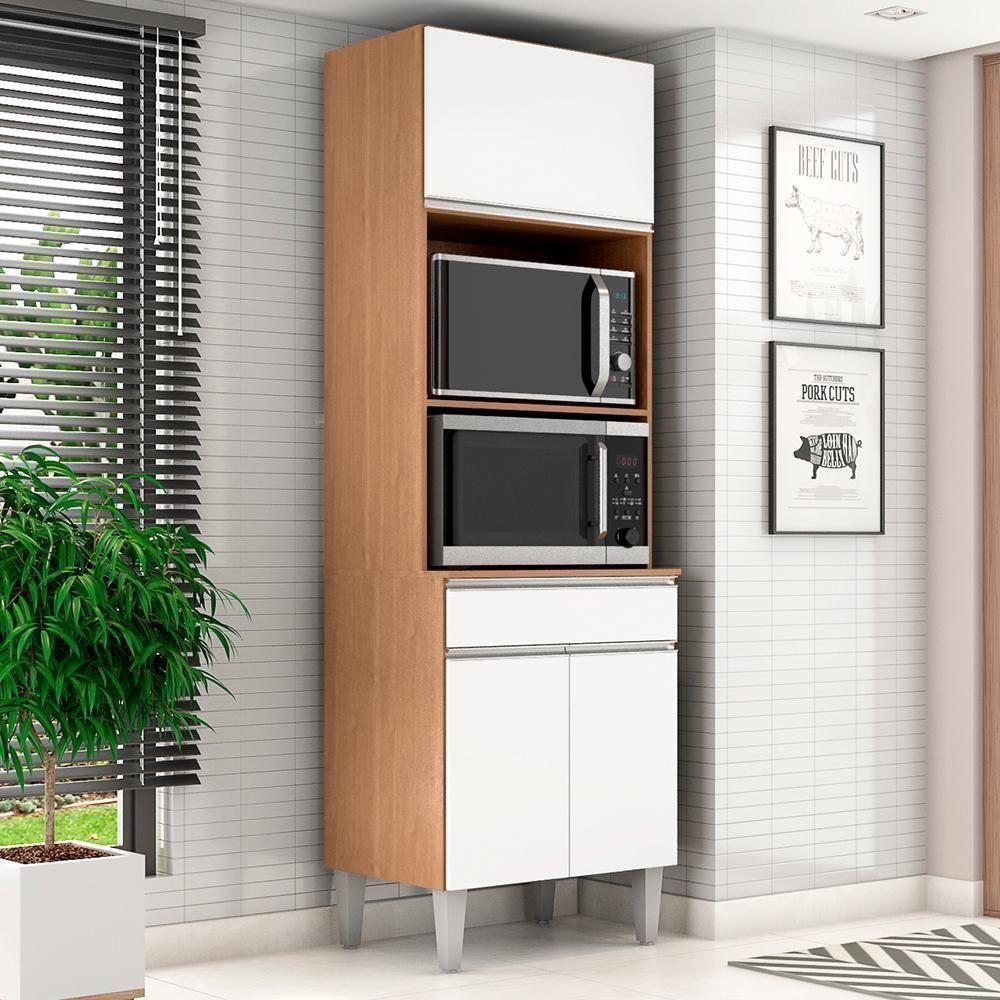 Paneleiro Torre Quente Andréia Para 2 Fornos Amêndoa/Branco - 4