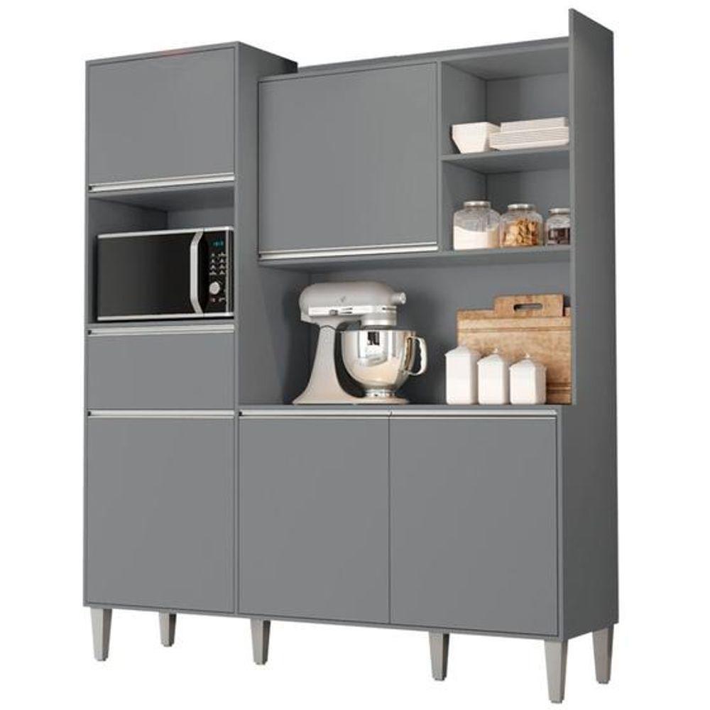 Kit De Cozinha Compacta 160cm Isabel Com 5 Portas Cinza - 1