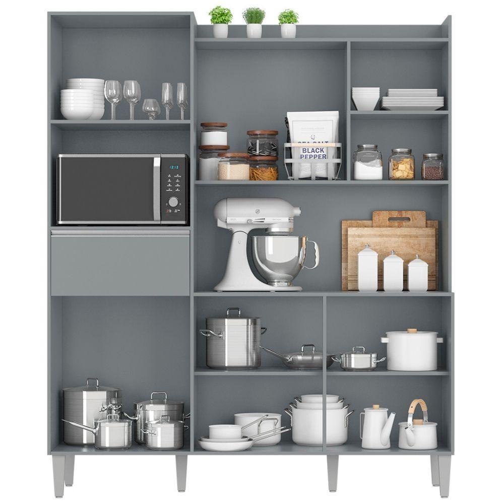 Kit De Cozinha Compacta 160cm Isabel Com 5 Portas Cinza - 5