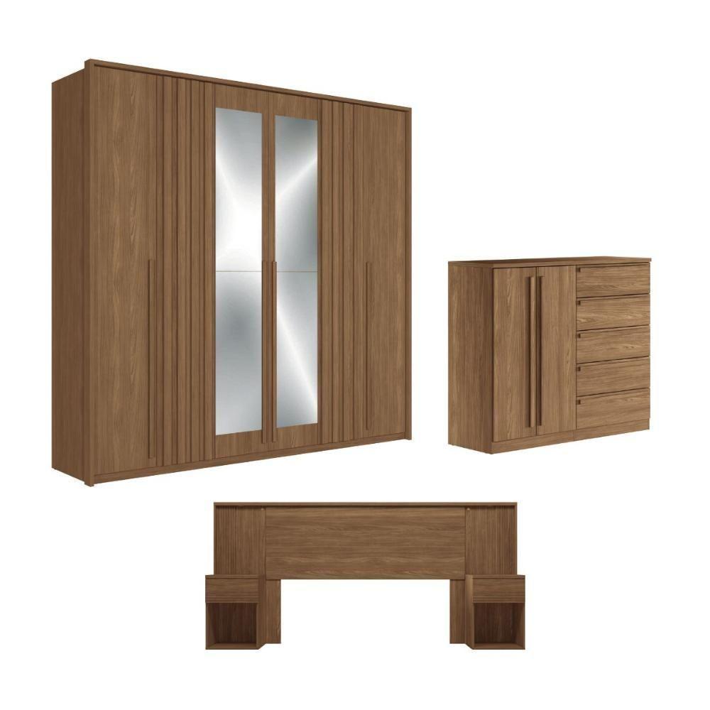 Conjunto Quarto Completo Com Espelho Sydney Jatoba - 1