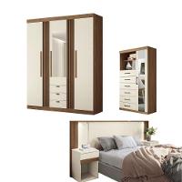 Conjunto Quarto Completo Com Espelho Pequim Jatoba Grafite - 1