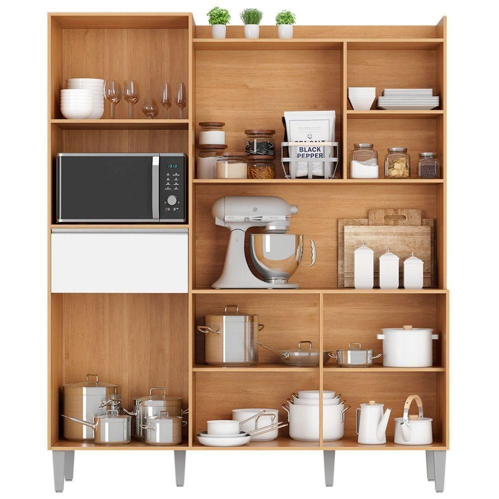 Kit De Cozinha Compacta 160cm Isabel Com 5 Portas Amêndoa/Branco - 2