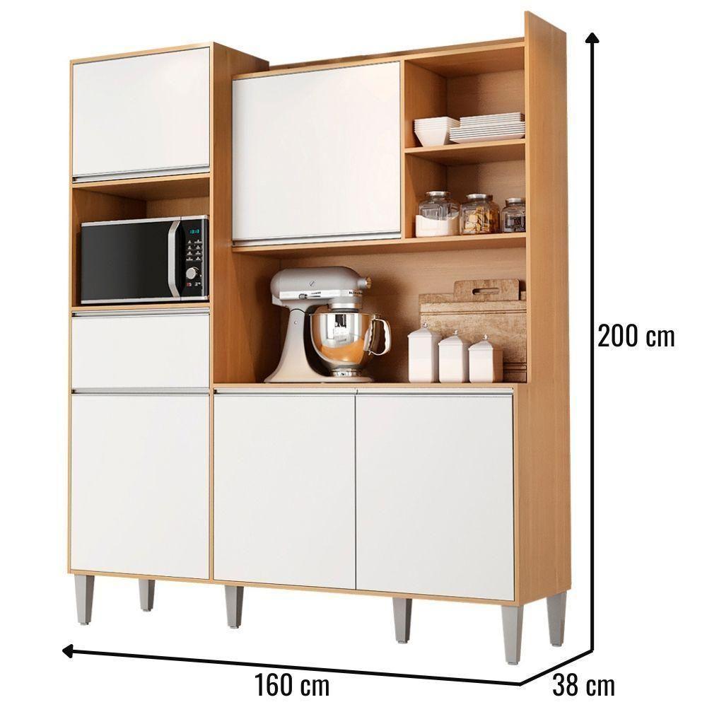 Kit De Cozinha Compacta 160cm Isabel Com 5 Portas Amêndoa/Branco - 6