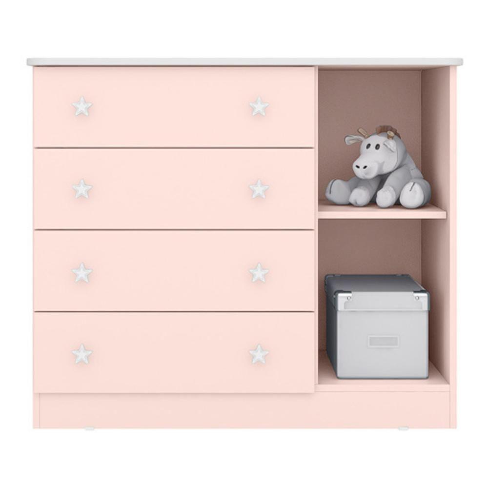 Cômoda Com 4 Gavetas Ravena Rosa Acetinado - 3