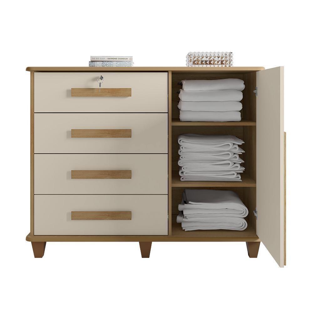 Cômoda Com 4 Gavetas Lyons Cinamomo Off White - 4