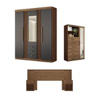 Conjunto Quarto Completo Com Espelho Pequim Jatoba Grafite - 1