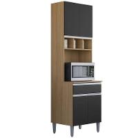 Paneleiro Duplo Andréia 4 Portas E 1 Gaveta Com Nicho Garrafeiro Amêndoa/Preto - 1