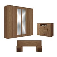 Conjunto Quarto Completo Com Espelho Singapura Jatoba - 1
