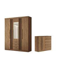 Kit Guarda Roupa Espelho E Cômoda Sheldon Jatoba - 1