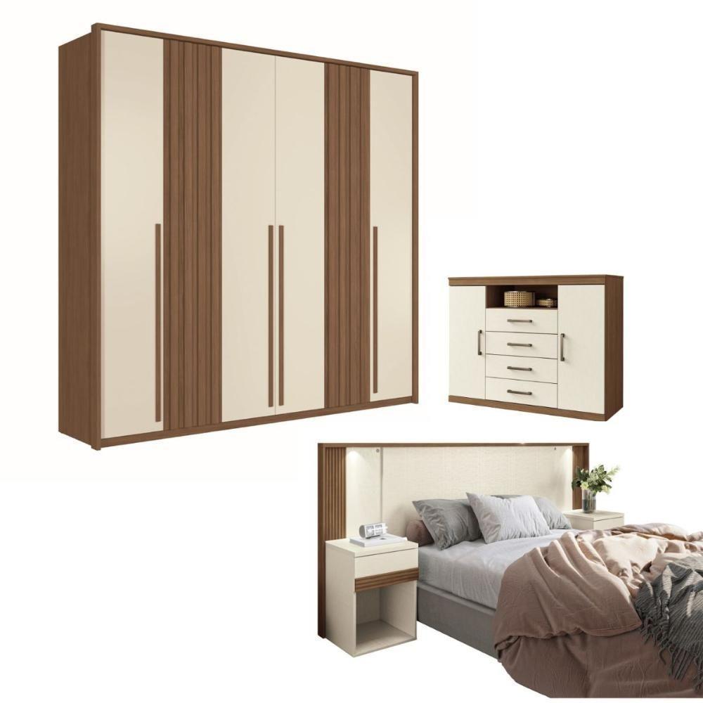 Conjunto Quarto Completo Paris Jatoba Areia - 1