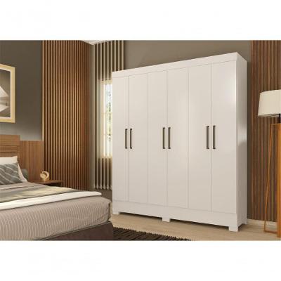 Guarda Roupa Casal Virgina 6 Portas 2 Gavetas Branco MDP