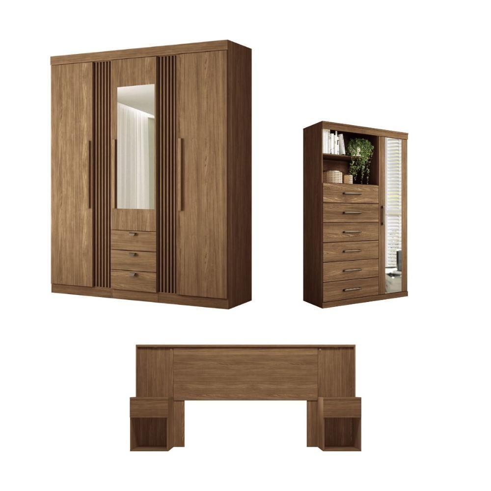 Conjunto Quarto Completo Com Espelho Pequim Jatoba - 1