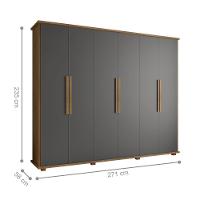 Roupeiro 6 Portas Bérgamo Cinamomo Grafite - 2