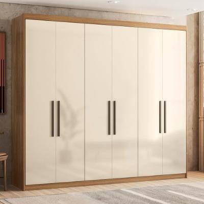 Guarda Roupa e Cômoda Barcelona 6 Portas 2 Gavetas Amêndola Touch Off White MDP