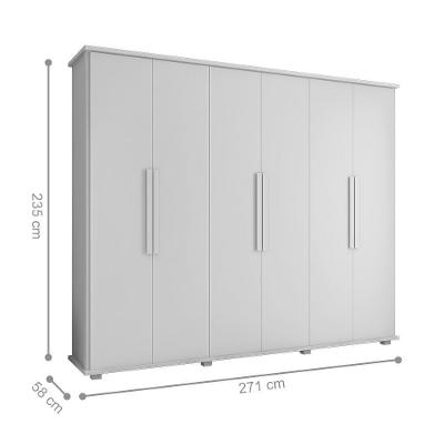 Guarda Roupa Casal Bérgamo 6 Portas 4 Gavetas Branco MDP-MDF