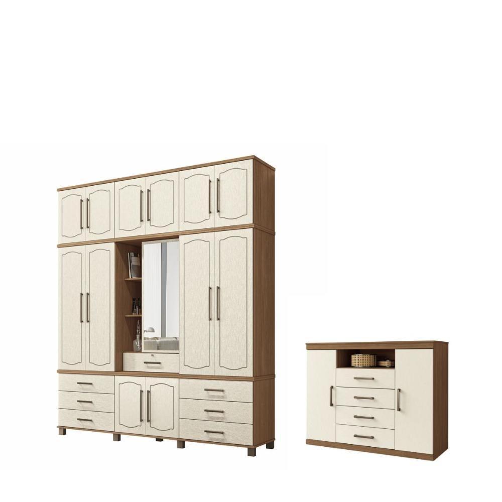 Kit Guarda Roupa E Cômoda Charlie Jatoba Areia - 1