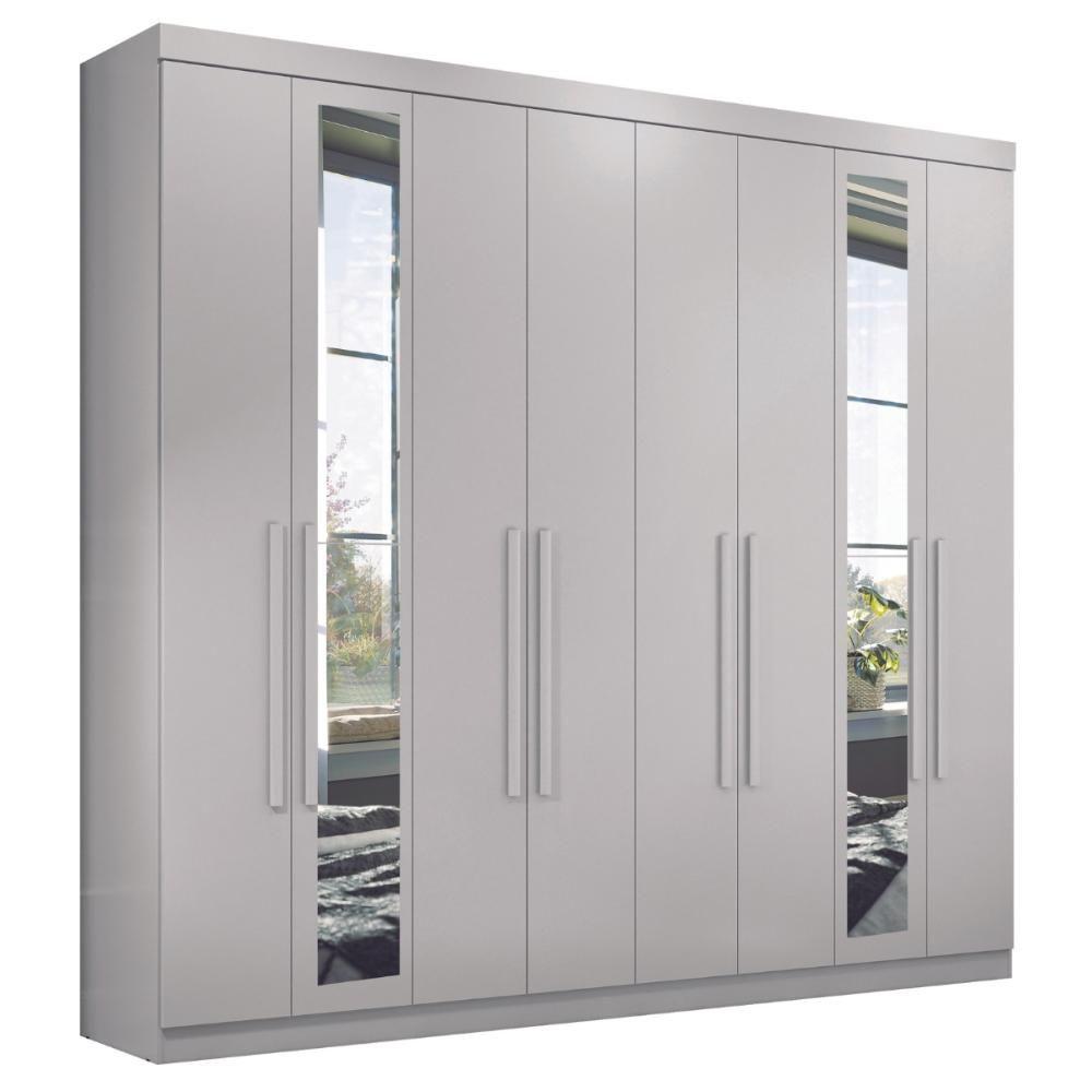 Guarda Roupa Casal Com Espelho 8 Portas Girona Branco - 1