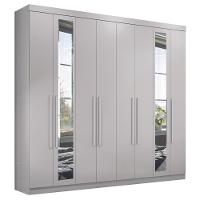 Guarda Roupa Casal Com Espelho 8 Portas Girona Branco - 1