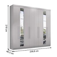 Guarda Roupa Casal Com Espelho 8 Portas Girona Branco - 2
