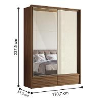 Guarda Roupa Casal 2 Portas E Cômoda 5 Gavetas Paris Jatobá - 2