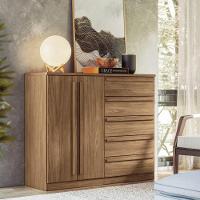 Guarda Roupa Casal 2 Portas E Cômoda 5 Gavetas Paris Jatobá - 6