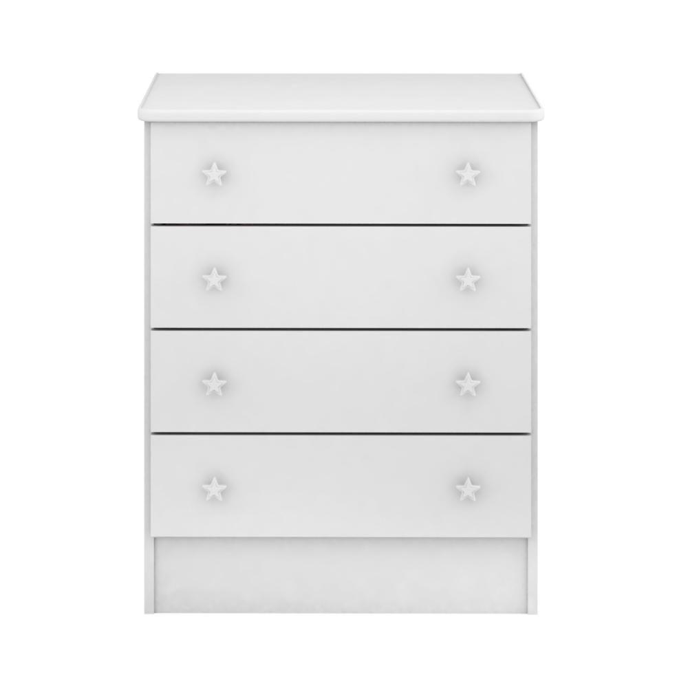 Cômoda Com 4 Gavetas E Roupeiro Amesterdã Branco Branco - 4