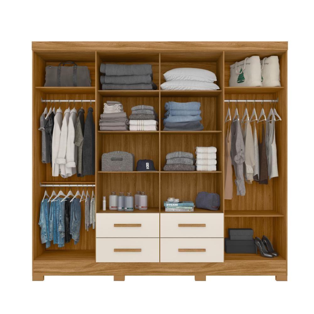 Guarda Roupa 8 Portas Com Espelho Chicago Freijo Off White - 4