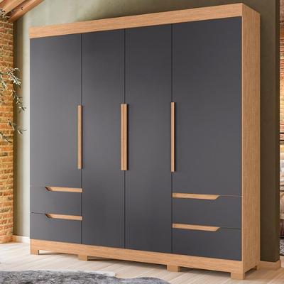 Guarda Roupa Casal França 4 Portas 4 Gavetas Freijó-Titanium MDP
