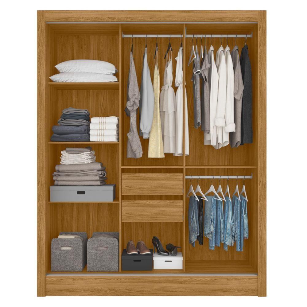 Roupeiro 3 Portas Com Espelho Genebra Freijó Cinza - 3