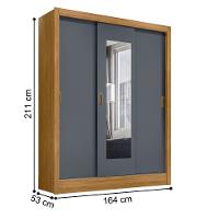 Roupeiro 3 Portas Com Espelho Genebra Freijó Cinza - 2