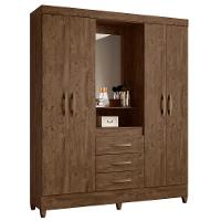 Roupeiro Com Espelho E Cômoda Pequim Castanho Wood - 2