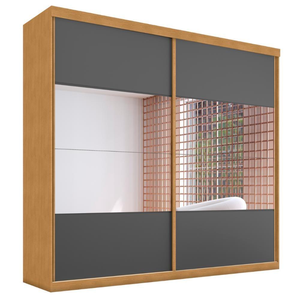 Guarda Roupa Com Espelho 2 Portas Aroeira Naturalle Grafite - 4