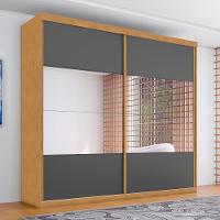 Guarda Roupa Com Espelho 2 Portas Aroeira Naturalle Grafite - 1