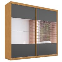 Guarda Roupa Com Espelho 2 Portas Aroeira Naturalle Grafite - 4