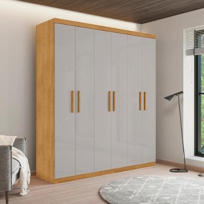 Guarda Roupa Casal Polônia 6 Portas 3 Gavetas Naturalle-Off White MDP Casa H